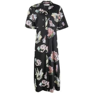 Bimba Y Lola Graphic Abstract Print Oversized Shirt Dress Maxi Size Medium